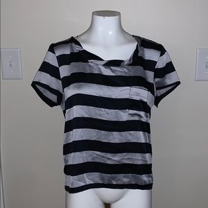 Black & Gray Silky Striped Top